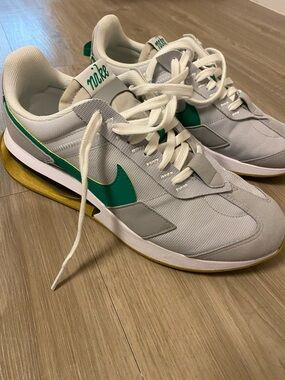 Nike Gray and Green Low-Top Retro Trainer Sneakers